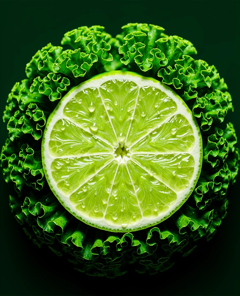 Frische Limette und Grünkohl als Symbol für Vitalität